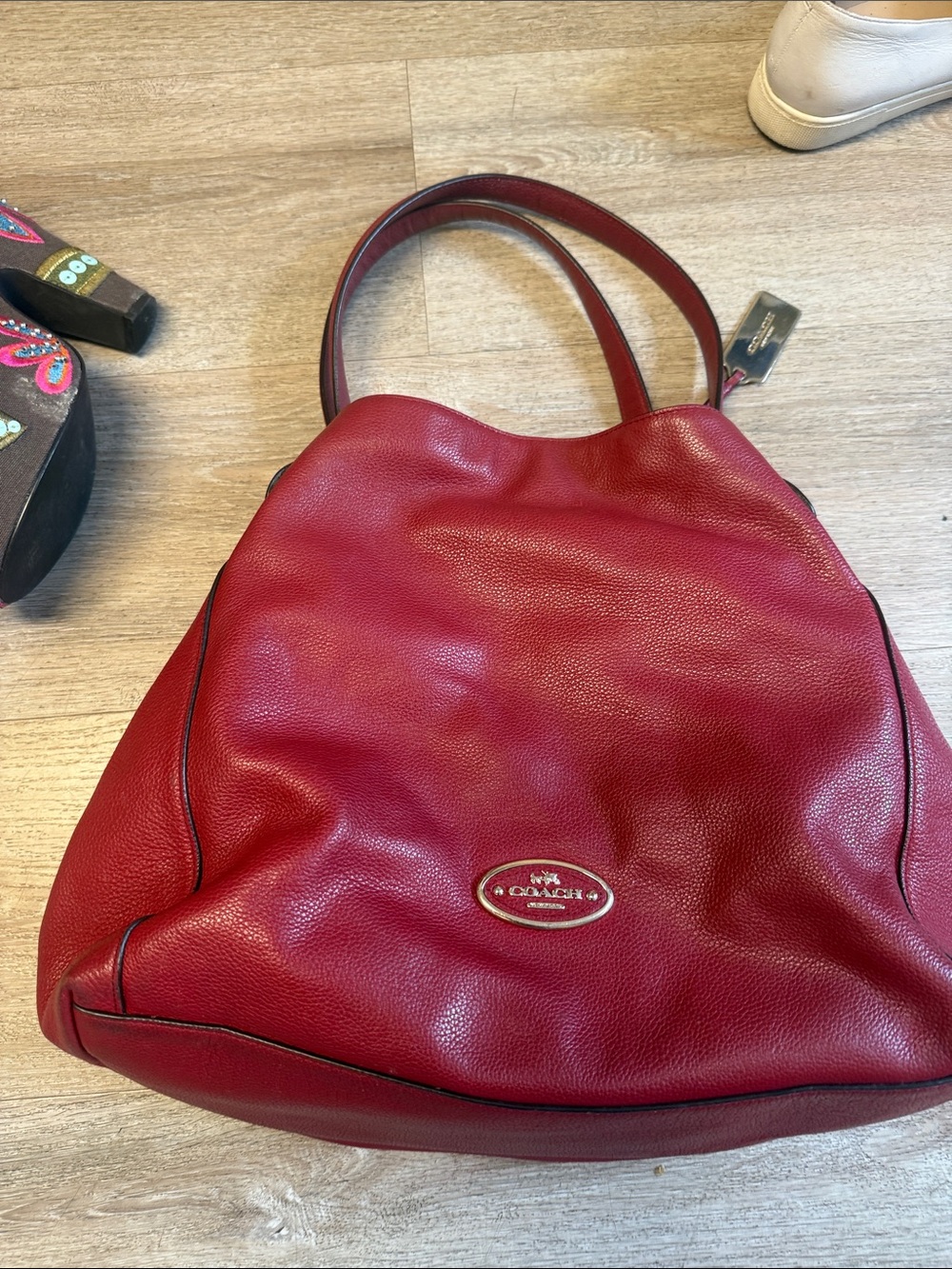 Coach Red Leather Tote Bag - Coach - Picture 1 of 1